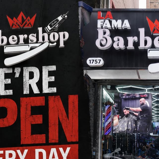La Fama Barbershop open every day promo graphic